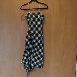 Rugby Ralph Lauren Black and Cream Checkered Midi Dress